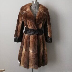 Vintage Women's Mid Length Mink & Leather Coat